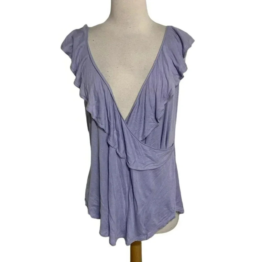 Free People Lavender Ruffle Wrap Cross Back Tank Top‎ Women's Size M